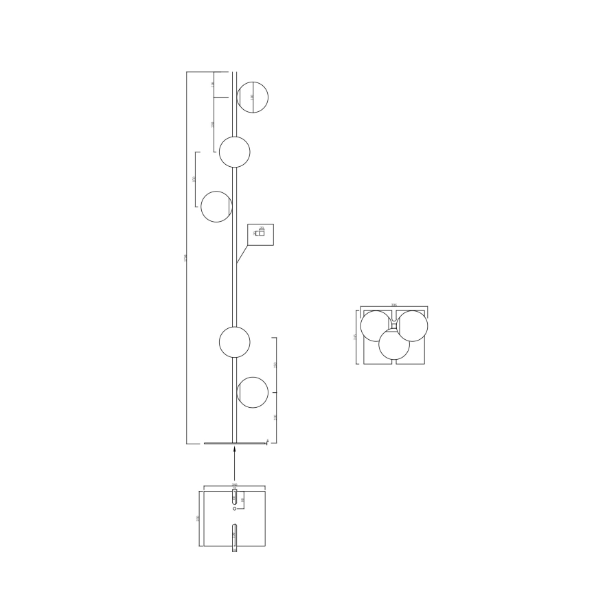Ondaluce - Lampa stojąca MONILE 5xE14/10W/230V 170 cm złota/biała