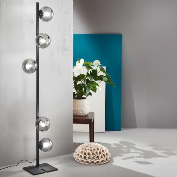 Ondaluce - Lampa stojąca MONILE 5xE14/10W/230V, przydymiona czerń