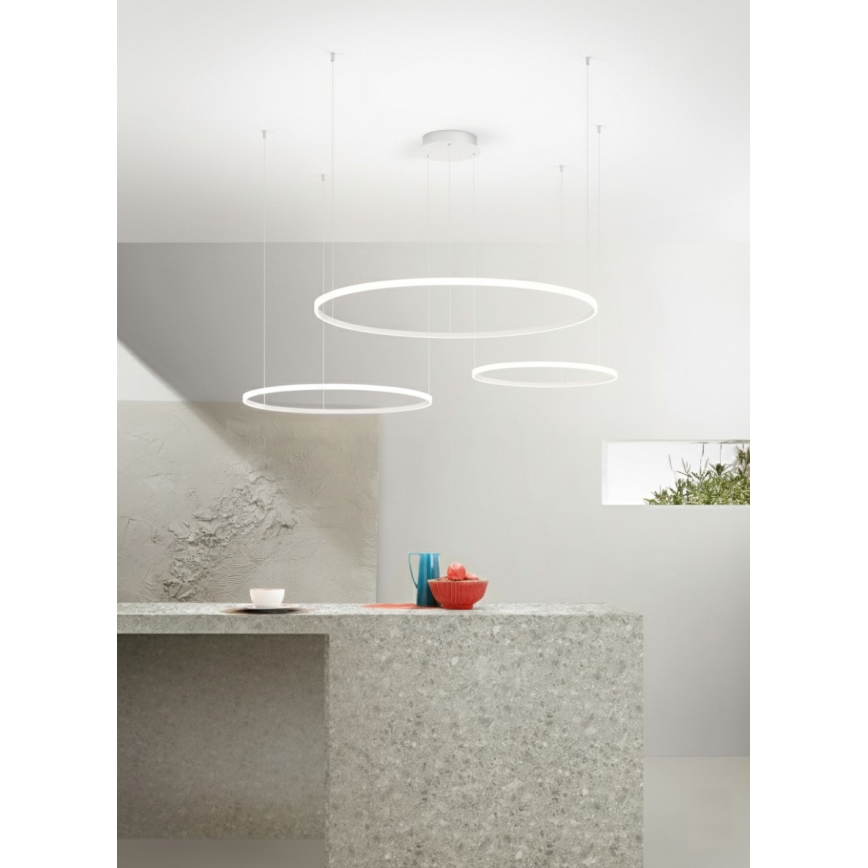 Ondaluce - LED ściemnialny żyrandol na linkach SOEL LED/28W/230V + LED/38W + LED/47W średnica 100/80/60 cm biały