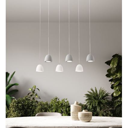 Ondaluce - Lampa wisząca na lince CONCRETE 1xGU10/7,5W/230V śr. 10,5 cm beton/biała