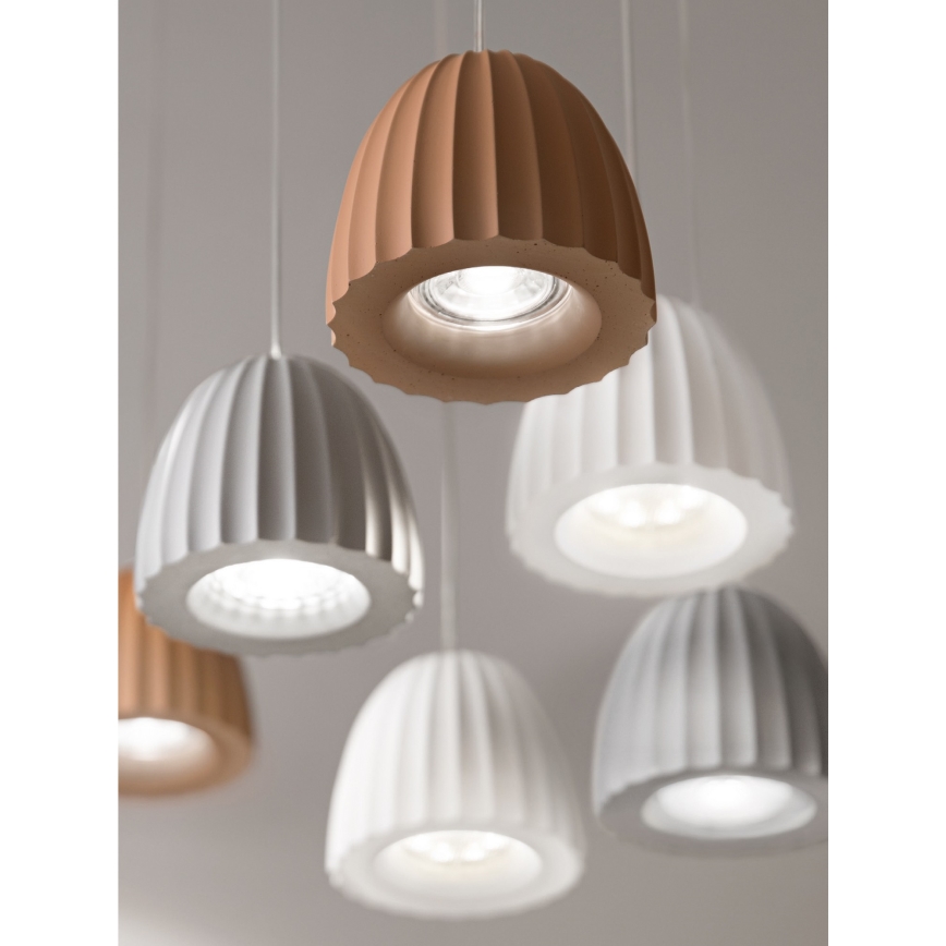 Ondaluce - Lampa wisząca na lince CONCRETE 1xGU10/7,5W/230V śr. 10,5 cm beton/biała