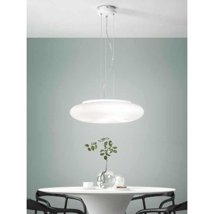 Ondaluce - Lampa wisząca na lince DODI 2xE27/15W/230V, średnica 53 cm, biała