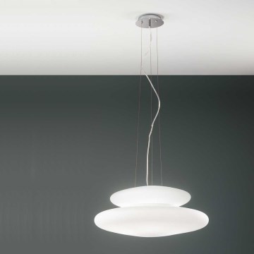 Ondaluce - Lampa wisząca na lince PAGODA 3xE27/15W/230V + 2xE27/15W śr. 50 cm biała