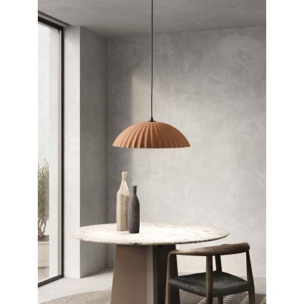 Ondaluce - Lampa wisząca na lince RUSTIC 1xE27/15W/230V śr. 50 cm beton, brązowy