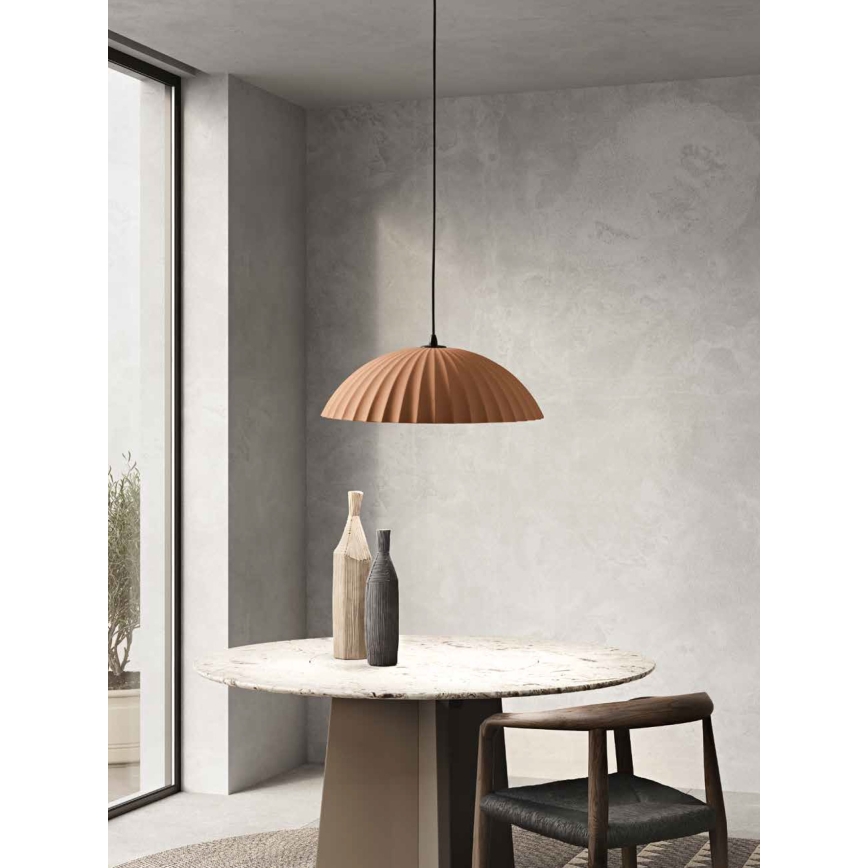 Ondaluce - Lampa wisząca na lince RUSTIC 1xE27/15W/230V śr. 50 cm beton, brązowy
