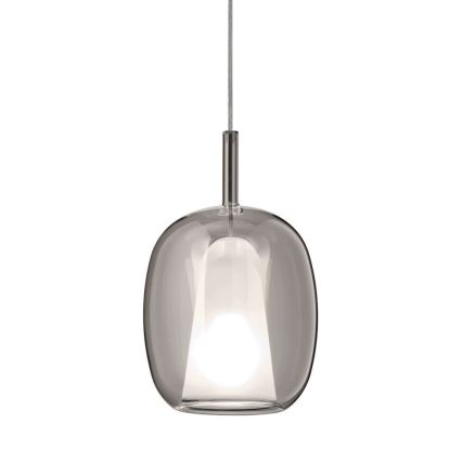 Ondaluce - Lampa wisząca na lince THELMA 1xE27/15W/230V śr. 19,5 cm czarna/przydymiona szara