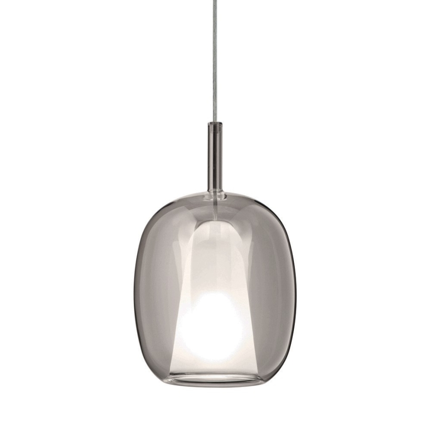 Ondaluce - Lampa wisząca na lince THELMA 1xE27/15W/230V śr. 19,5 cm czarna/przydymiona szara