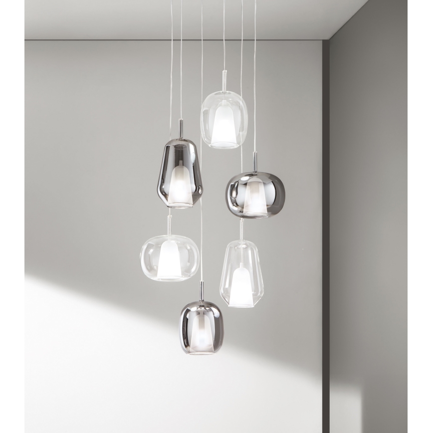 Ondaluce - Lampa wisząca na lince THELMA 1xE27/15W/230V śr. 19,5 cm czarna/przydymiona szara