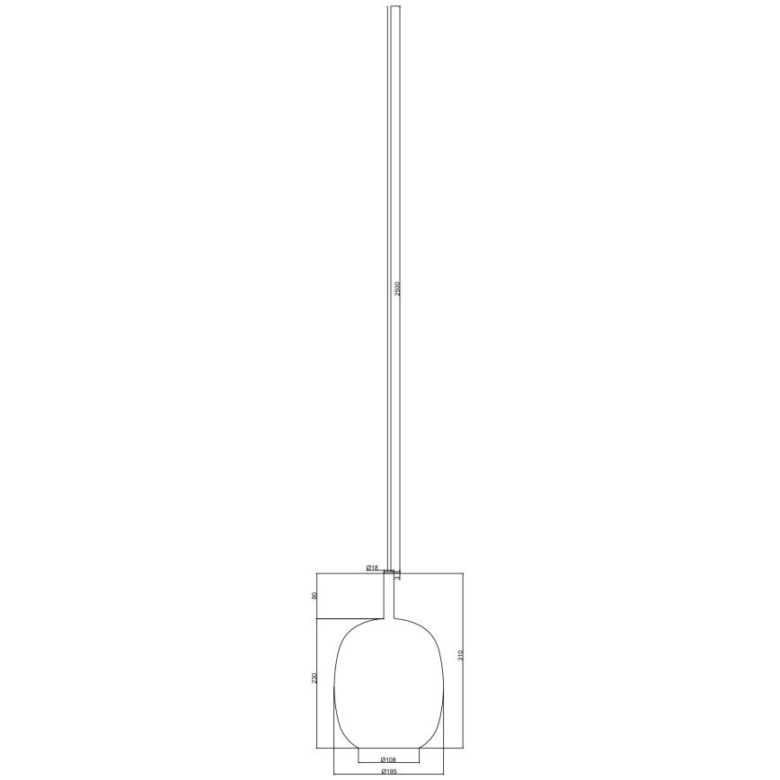 Ondaluce - Lampa wisząca na lince THELMA 1xE27/15W/230V śr. 19,5 cm czarna/przydymiona szara