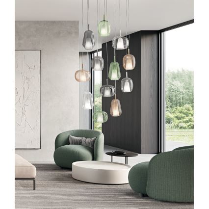 Ondaluce - Lampa wisząca na lince THELMA 1xE27/15W/230V średnica 19 cm złota/przezroczysta