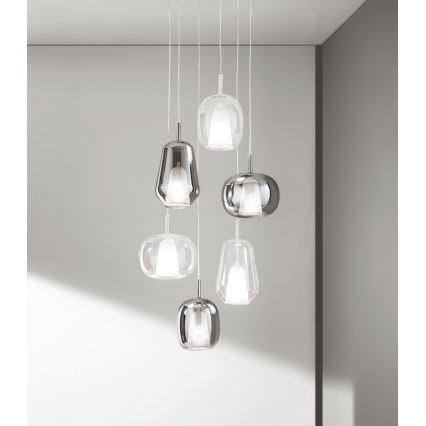 Ondaluce - Lampa wisząca na lince THELMA 1xE27/15W/230V średnica 19 cm złota/przezroczysta