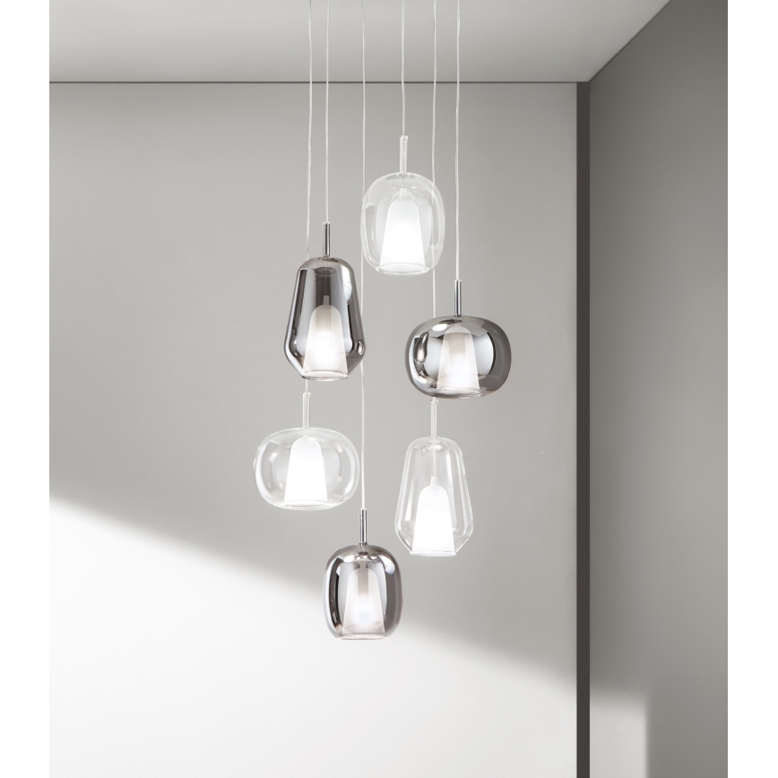 Ondaluce - Lampa wisząca na lince THELMA 1xE27/15W/230V średnica 19 cm złota/przezroczysta