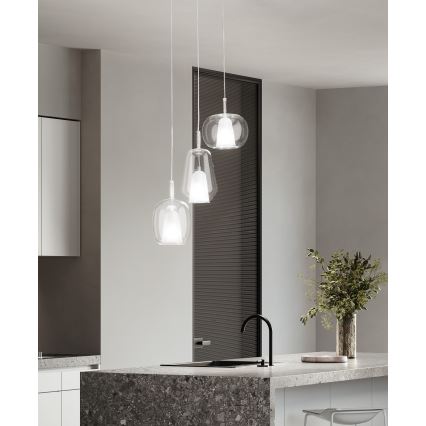Ondaluce - Lampa wisząca na lince THELMA 1xE27/15W/230V średnica 19 cm złota/przezroczysta