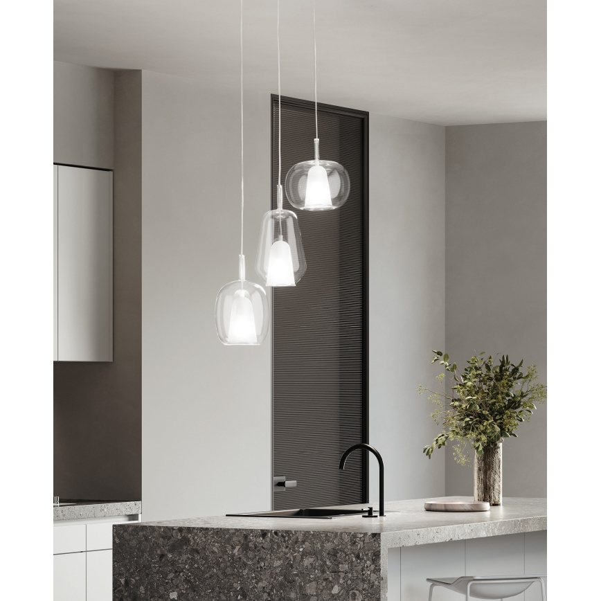 Ondaluce - Lampa wisząca na lince THELMA 1xE27/15W/230V średnica 19 cm złota/przezroczysta