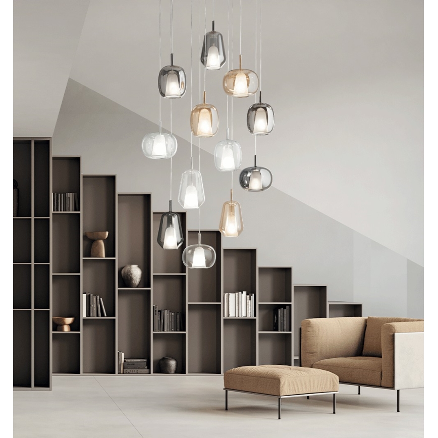 Ondaluce - Lampa wisząca na lince THELMA 3xE27/15W/230V dymny beż