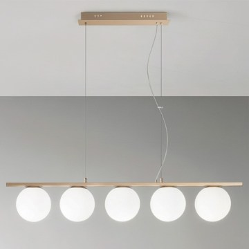 Ondaluce - Lampa wisząca na linkach MONILE 5xE14/10W/230V złota/biała