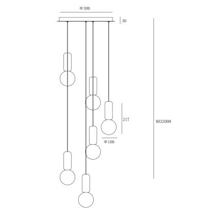 Ondaluce - Lampa wisząca na linkach ROCK 6xG9/7W/230V śr. 35 cm beton/brąz/szary/biały