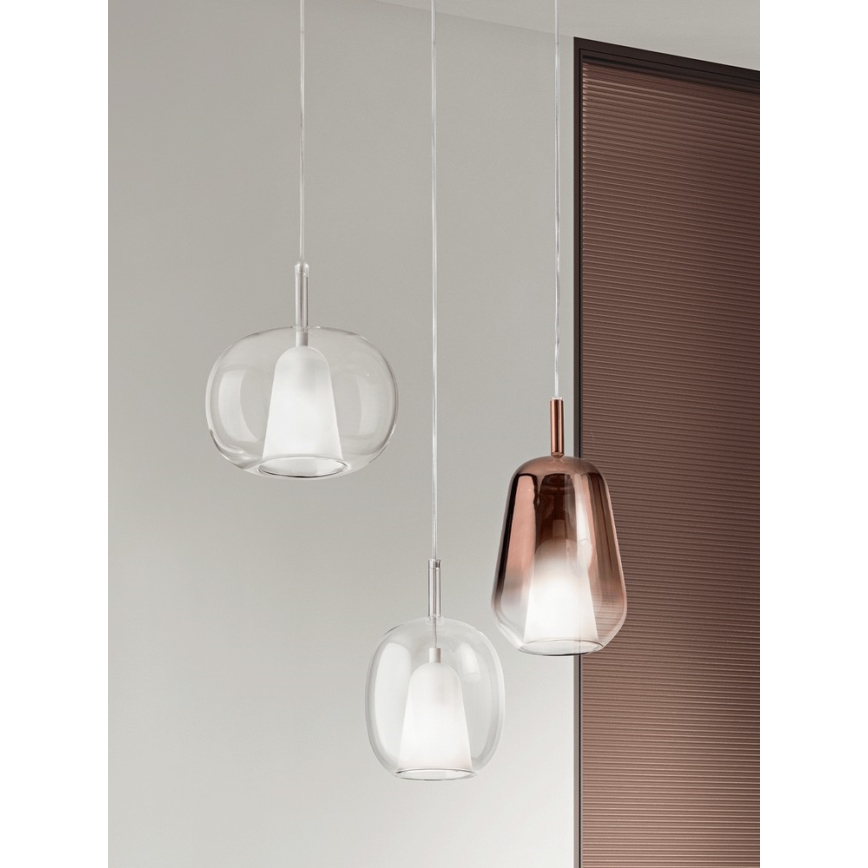 Ondaluce - Lampa wisząca na linkach THELMA 2xE27/15W/230V Ø 25 cm złota/przezroczysta