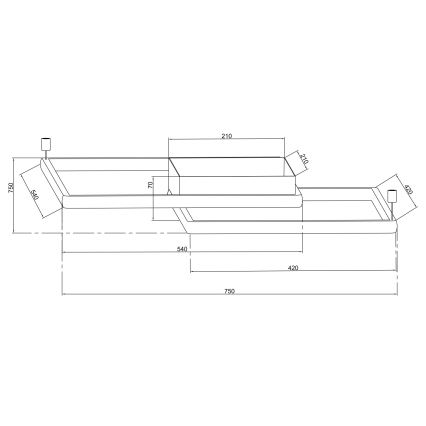 Ondaluce - LED ściemnialna oprawa sufitowa DOWEL LED/60W/230V 75x75 cm srebrna