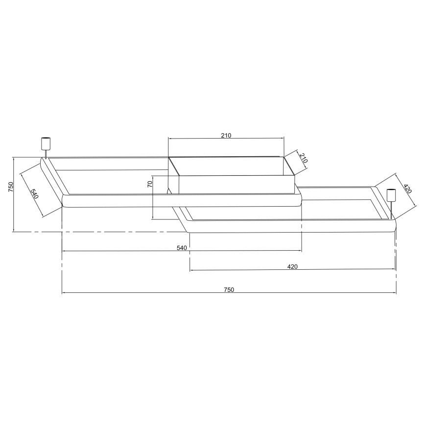 Ondaluce - LED ściemnialna oprawa sufitowa DOWEL LED/60W/230V 75x75 cm srebrna