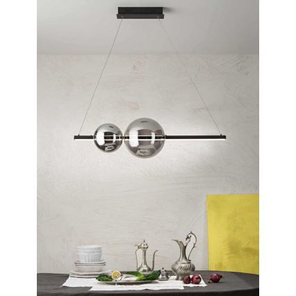 Ondaluce - LED ściemnialny żyrandol na lince FUFI LED/40W/230V czarny/dymiony