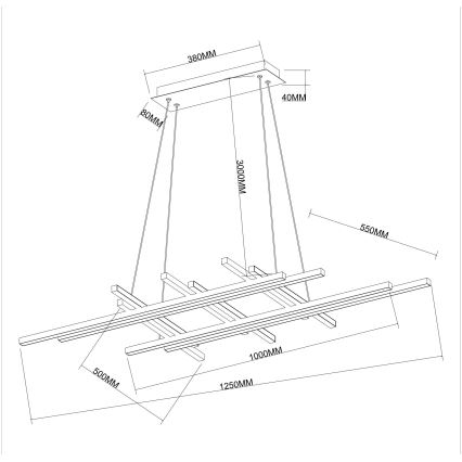 Ondaluce - LED ściemnialny żyrandol na przewodzie MOVIDA LED/114W/230V czarny