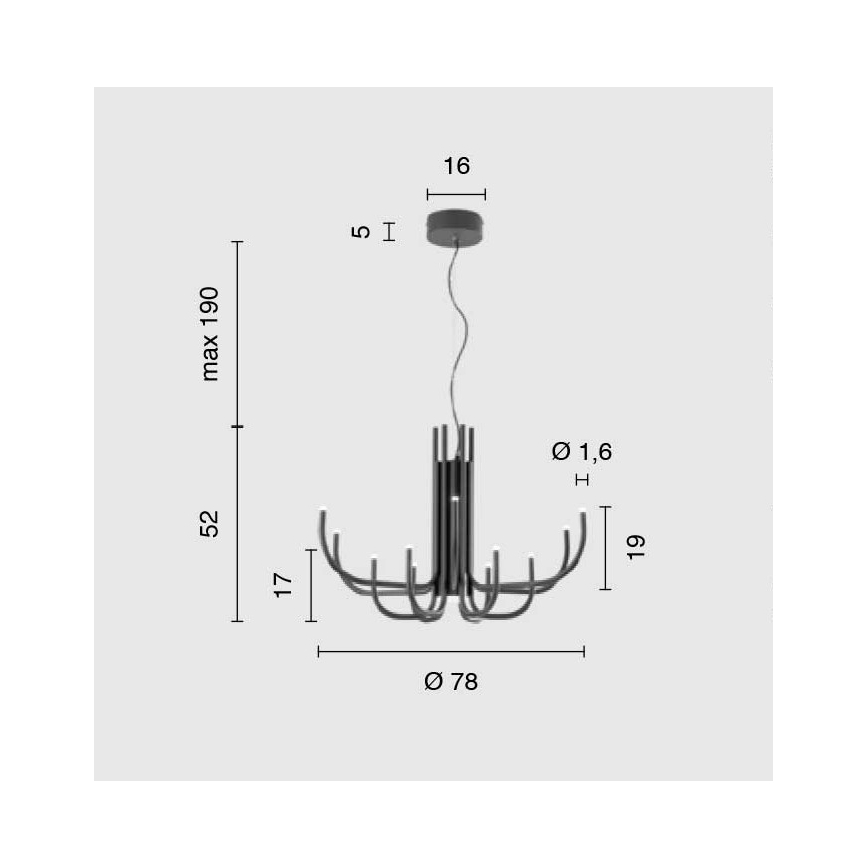 Ondaluce - LED Ściemnialny żyrandol wiszący na lince NOUVEAU LED/35W/230V czarny