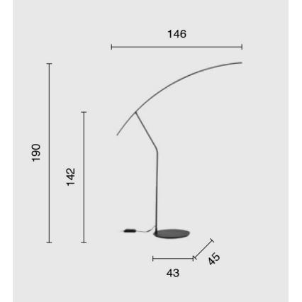 Ondaluce - ściemnialna lampa podłogowa LED FOLAGA LED/30W/230V 190 cm czarna