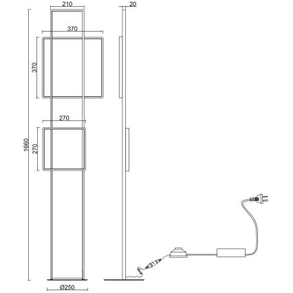 Ondaluce - ściemnialna lampa stojąca LED DOWEL LED/77W/230V srebrna