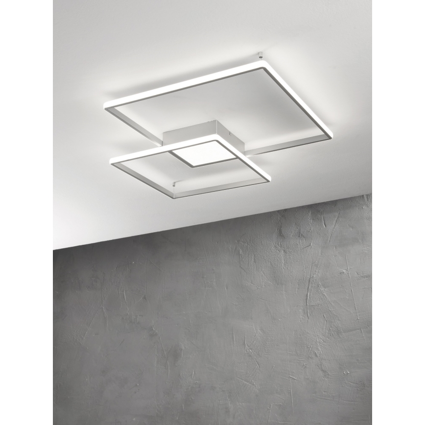 Ondaluce - ściemnialna lampa sufitowa DOWEL LED/46W/230V 55x55 cm srebrna
