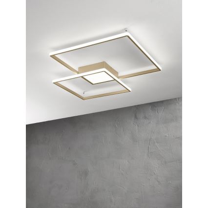Ondaluce - ściemnialna oprawa sufitowa DOWEL LED/46W/230V 55x55 cm złota