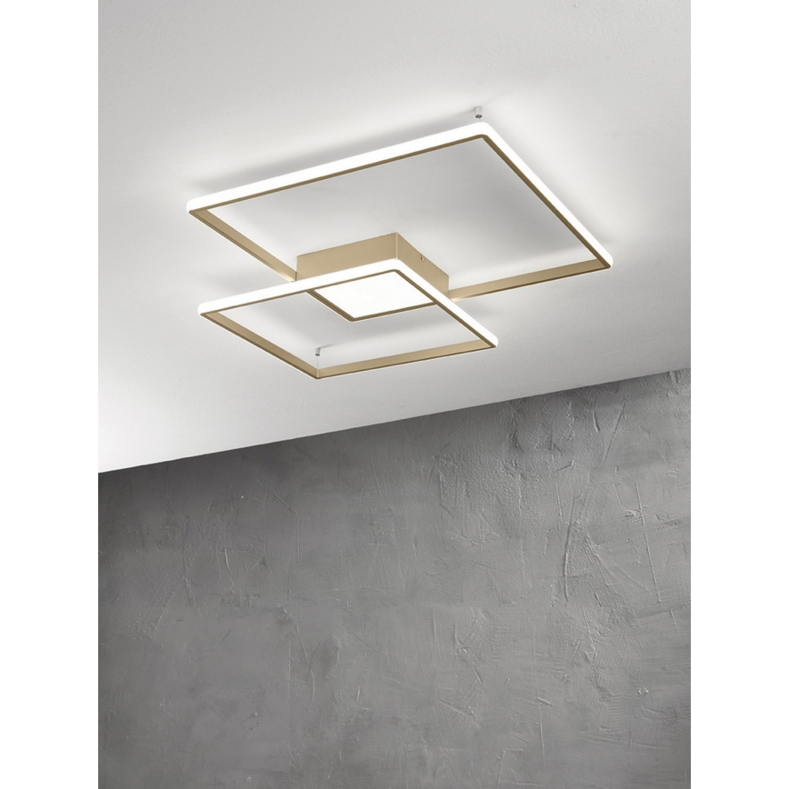 Ondaluce - ściemnialna oprawa sufitowa DOWEL LED/46W/230V 55x55 cm złota