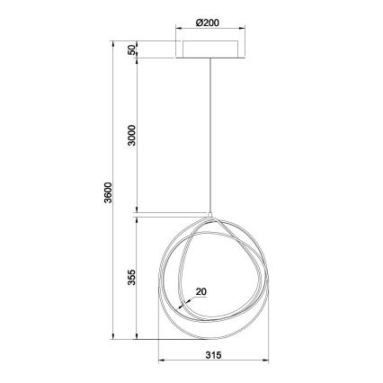 Ondaluce - Ściemnialny żyrandol LED na lince GOLDEN LED/28W/230V złoty