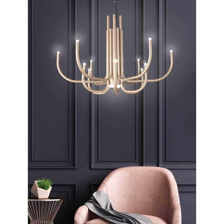 Ondaluce - ściemnialny żyrandol LED na lince NOUVEAU LED/35W/230V Ø 78 cm złoty