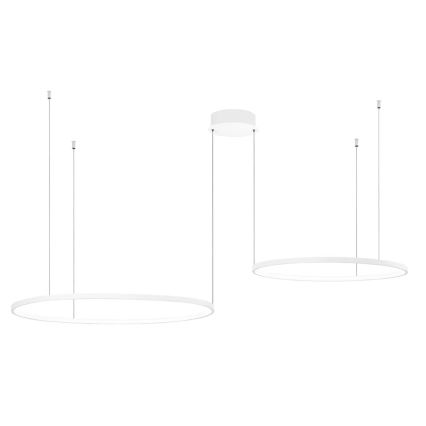 Ondaluce - ściemnialna lampa wisząca LED na lince SOEL LED/28W/230V + LED/38W 3000/4000K śr. 80/60 cm biała