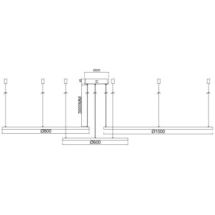 Ondaluce - ściemnialny żyrandol LED na linkach SOEL LED/28W/230V + LED/38W + LED/47W śr. 100/80/60 cm złoty