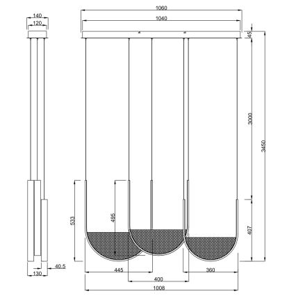 Ondaluce - ściemnialny żyrandol LED na linkach LOTUS LED/70W/230V złoty