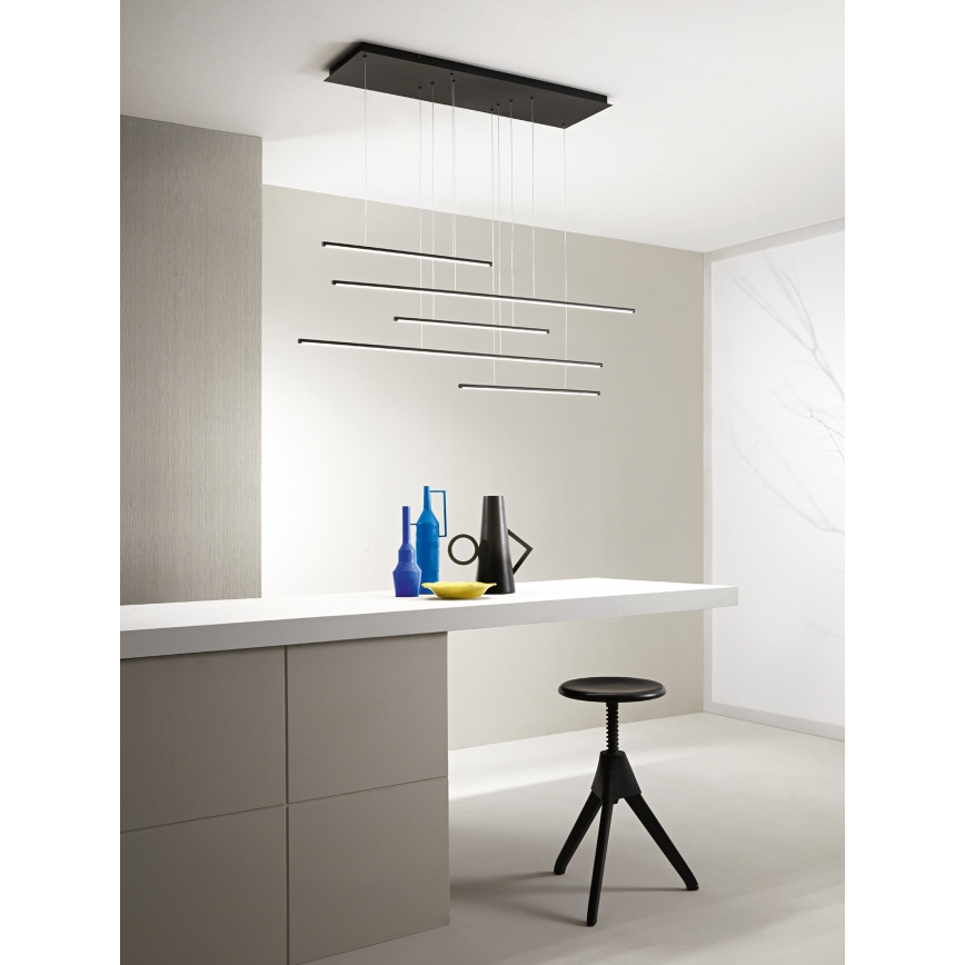 Ondaluce - ściemnialny żyrandol LED na przewodzie GENIUS LED/72W/230V czarny