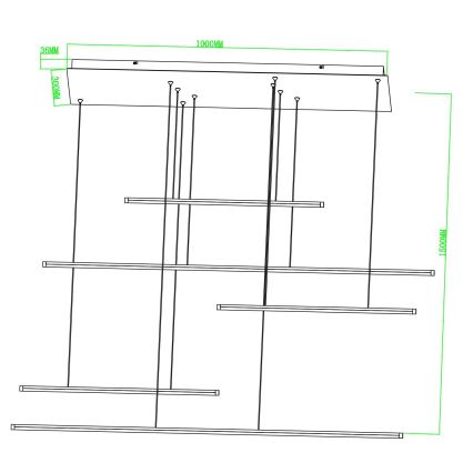 Ondaluce - ściemnialny żyrandol LED na przewodzie GENIUS LED/72W/230V czarny