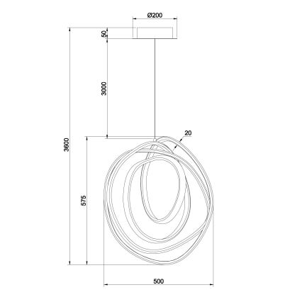 Ondaluce - ściemnialny żyrandol LED na przewodzie GOLDEN LED/50W/230V średnica 50 cm złoty