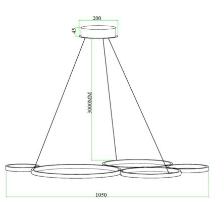 Ondaluce - Ściemnialny żyrandol LED na przewodzie POIS LED/60W/230V złoty