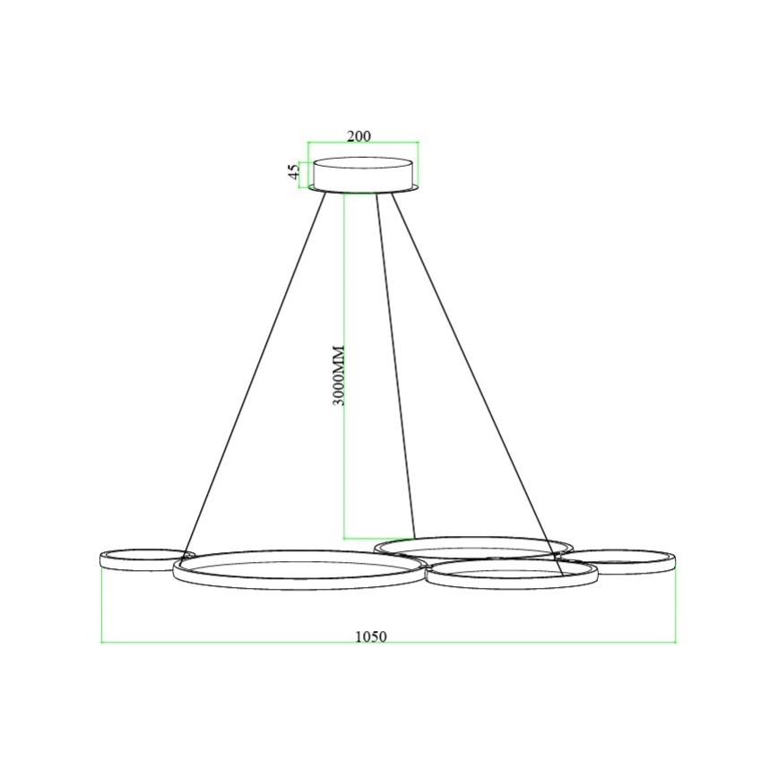 Ondaluce - Ściemnialny żyrandol LED na przewodzie POIS LED/60W/230V złoty