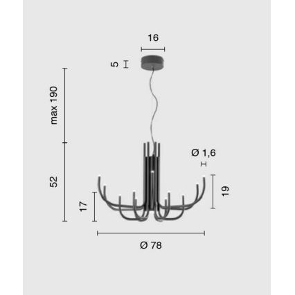 Ondaluce - ściemnialny żyrandol na lince NOUVEAU LED/35W/230V złoty
