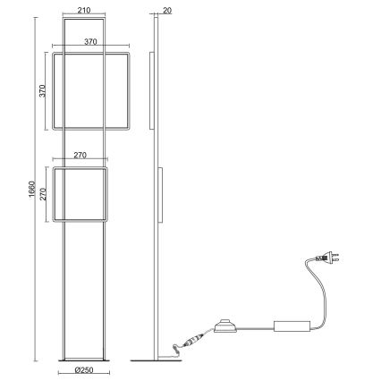 Ondaluce - ściemniana lampa stojąca LED DOWEL LED/77W/230V 166 cm złota