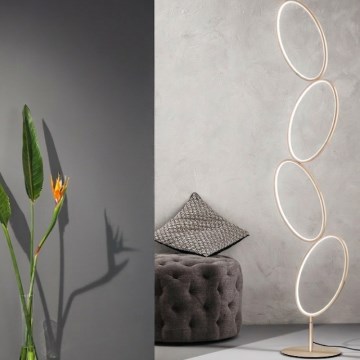 Ondaluce - Ściemniana lampa stojąca LED RICE 38W/230V, 166 cm, złota