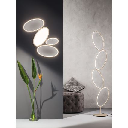 Ondaluce - Ściemniana lampa stojąca LED RICE 38W/230V, 166 cm, złota
