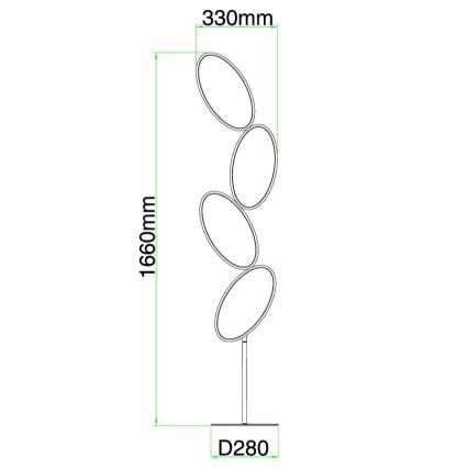 Ondaluce - Ściemniana lampa stojąca LED RICE 38W/230V, 166 cm, złota