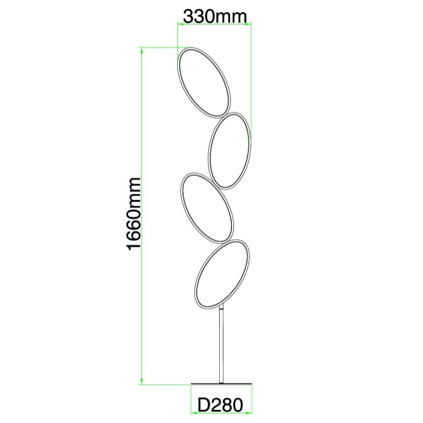 Ondaluce - Ściemniana lampa stojąca LED RICE 38W/230V, 166 cm, złota