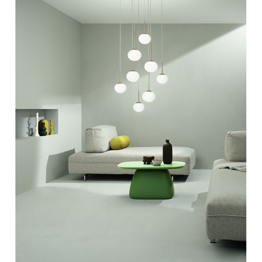 Ondaluce - Żyrandol na lince JEWEL 1xE14/10W/230V śr. 17 cm złoty/biały