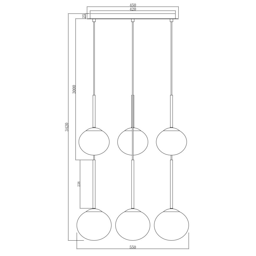 Ondaluce - Żyrandol na lince JEWEL 6xE14/10W/230V śr. 55 cm czarny/dymiony